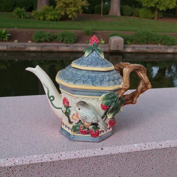 Fitz and Floyd English Garden Collection Teapot with Lid Handpainted Vintage - Picture 1 of 9